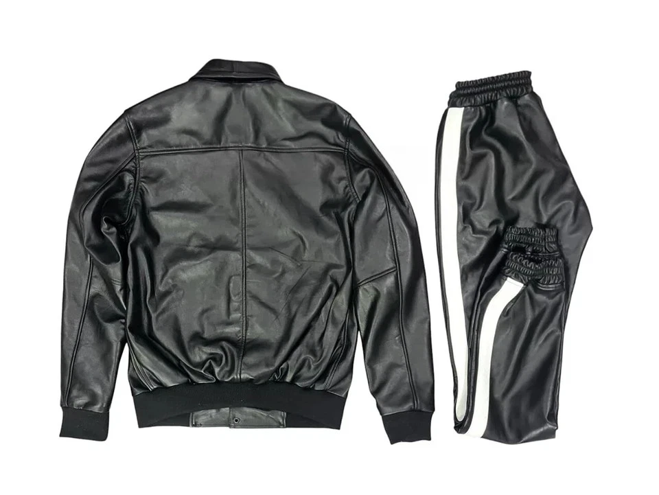 Sudadera de cuero Brayden para hombre [negro/blanco] Foto 4 de 4