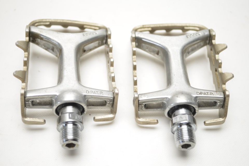 Pédales Sakae MTP-129 Plates VTT Vintage – Argent, Compatibles Toe-clip – Excellent état