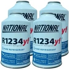 National R1234yf Refrigerant Automotive A/C Recharge 8oz Self Sealing Can 4 Pack