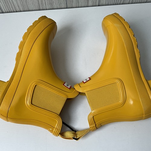 Women's US 7 Hunter Original Yellow Outdoor Waterproof Ankle Chelsea Rain Boots - Picture 8 of 9