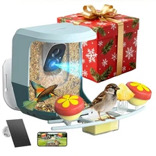 Smart Bird Feeder with Camera Solar Powered - 2K HD Video Camera AI Identify ...