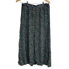 Vintage Paul Harris Ditsy Floral Button up green Midi Skirt 90s Boho Elastic S