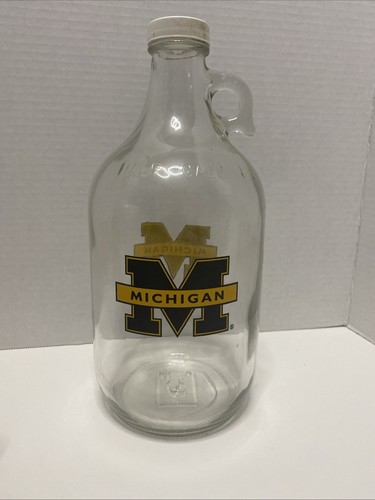University of Michigan half gallon glass jug with lid