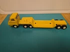 Vintage Tiny Tonka Tractor Trailer Semi Lowboy Yellow Pressed Steel Truck
