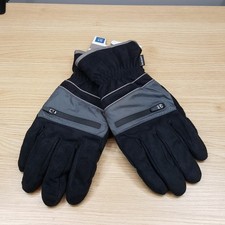 ISOTONER Mens Gloves Large Black smartDRI smartTouch Fleece Winter Zip Pocket