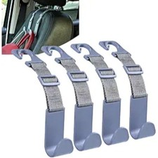 Headrest Hooks for Car Adjustable 4 Pack Vehicle Seat Back Organizer Gray