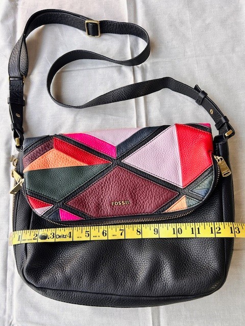 Fossil Leather Patchwork Colorblock Crossbody Bag… - image 16
