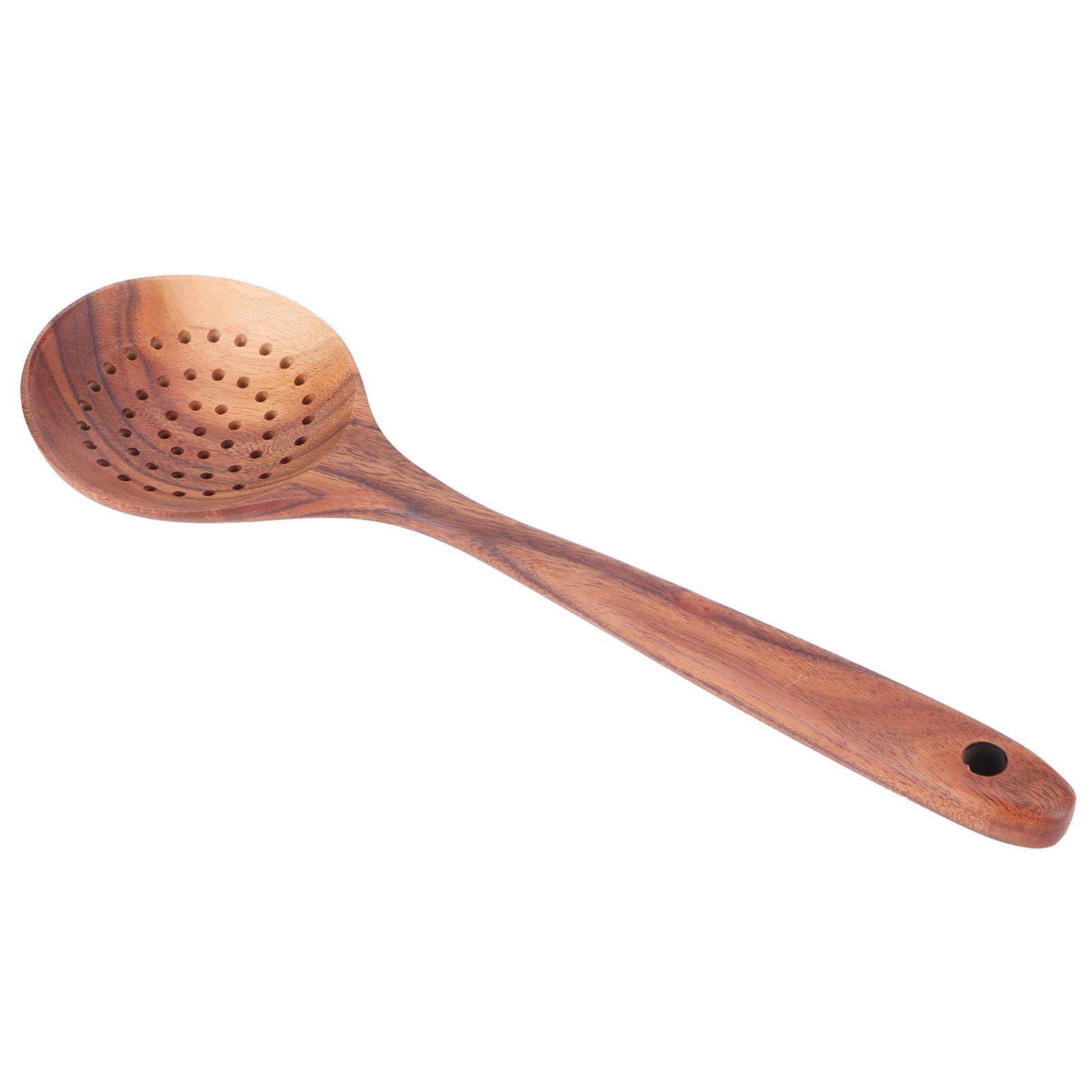 Wood Slotted Spoon Durable Lightweight Skimmer Scoop For Kitchen Teak Trending