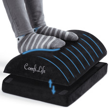 FODFACTORY Memory Foam Foot Rest, 2 Ht Adj, Washable Cover, Black