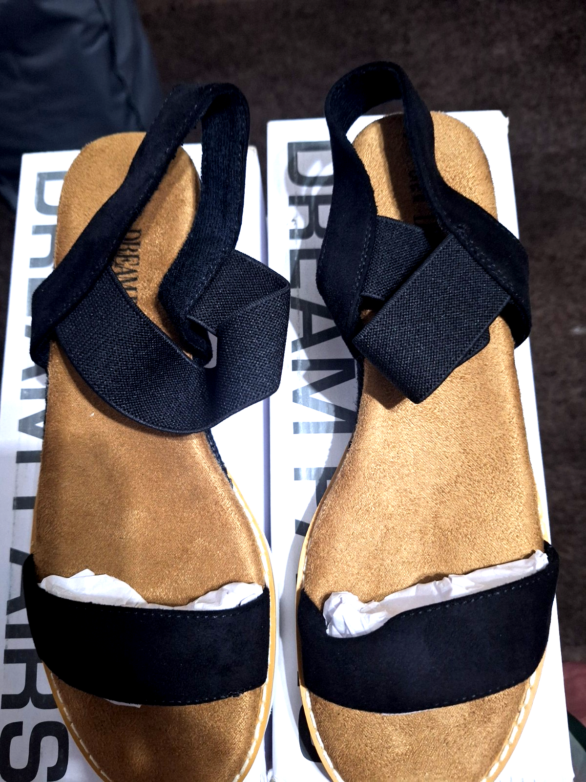 DREAM PAIRS Women Open Toe Wedge Sandals Elastic Ankle Strap Casual Sandal Shoes