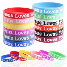 36PCS Jesus loves You Rubber Bracelets,Colorful Jesus Loves You Silicone Wris...