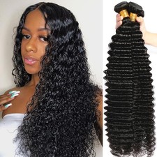 Deep Wave 4 Bundles 12A Virgin Human Hair 20 22 24 26 inches Natural Black