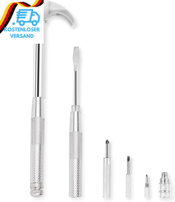 6 in 1 Hammer & Schraubendreher Werkzeug Multitool Set Klauenhammer Mit Anti-Rut