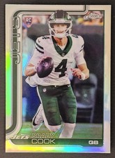 Brady Cook 2025 Topps Chrome Refractor Base Rookie Card #319 New York Jets