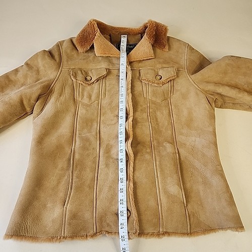 Eddie Bauer Genuine Shearling Jacket Sheepskin Coat Lamb Fur Suede Women's Sz LT - Picture 4 of 5