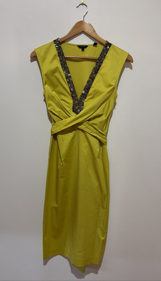 Ted Baker LONDON Ladies Size 1 (AU8/Small) Green Sleeveless V-Neck Dress - VGC