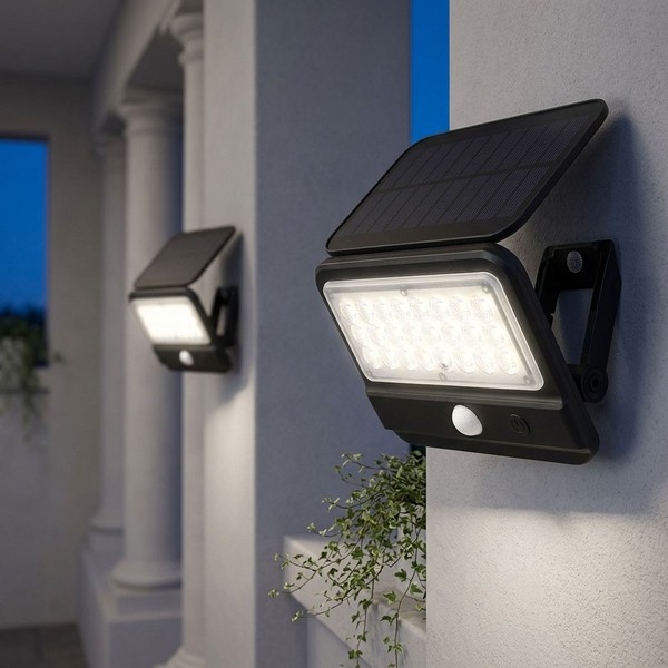 Solarleuchte Wandlampe AußEn Gartenlampe Bewegungsmelder Verstellbar Led 2Er Set-image