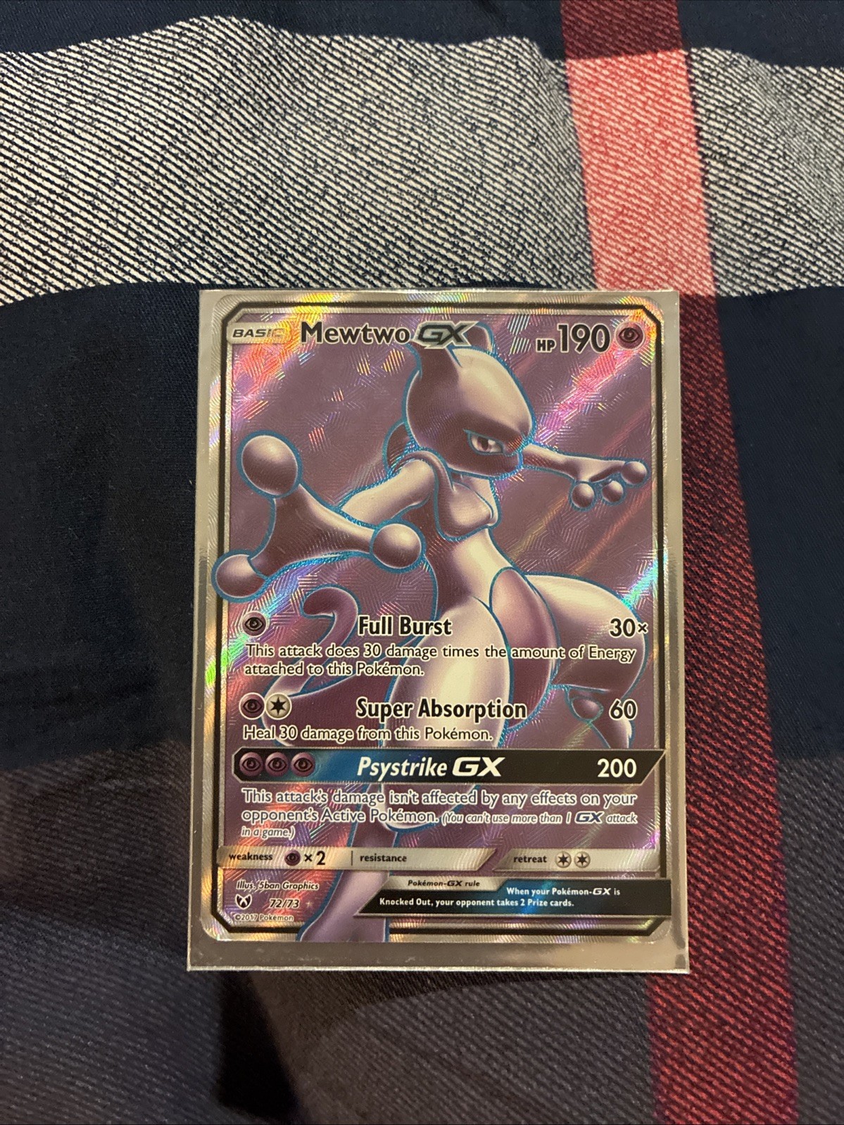 Pokémon Mewtwo GX TCG Full Art Ultra Rare Holo Card 72/73 Shining Legends Mint