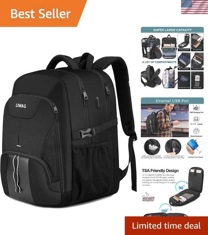 TSA friendly 17.3 inch travel laptop backpack with an anti-theft pocket