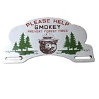 Vintage Smokey Bear Sign Topper - Forest Service Porcelain License Plate Topper