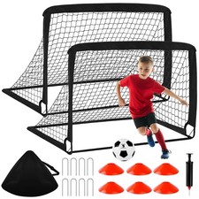 Kids Soccer Goals for Backyard Set - 2 Pack of 4' x 3' Portable Pop Up Black