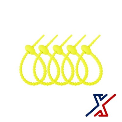 25-pcs 4-1/2'' Yellow Reusable Silicone Ties, FDA Food Grade by X1Tools