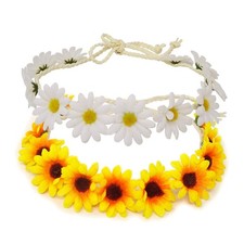 2PCS Fashion Flower Headband Sunflower Hair Wreath Festival Hair Band Bridal ...