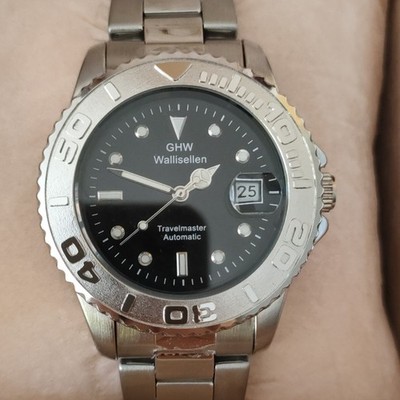 GHW Wallisellen Travelmaster Automatic Edelstahl Schwarz Datum Box
