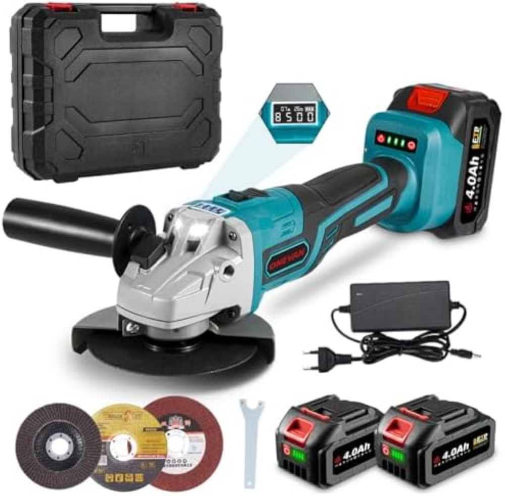 ONEVAN smerigliatrice a batteria, Brushless smerigliatrice angolare 125 mm con 2