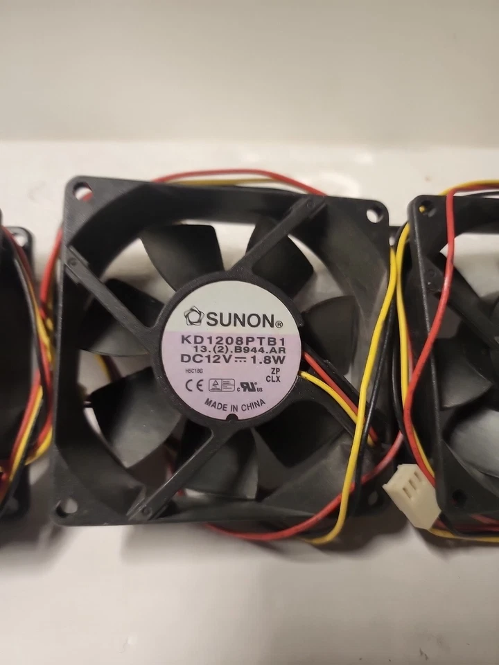 Lot Of 3x SUNON KD1208PTB1 80*80*25MM DC12V 1.8W 8CM 3Pin Cooling Fan 👍 - Image 2 of 4