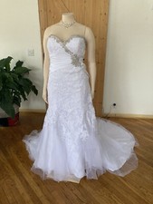 Mori Lee by Madeline Preloved White Wedding Dress W/Crystals and Lace Size 26