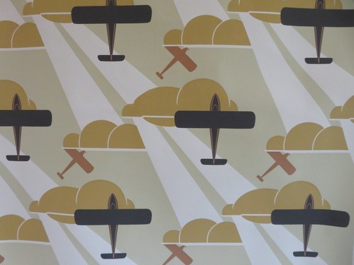 Vintage 2005 Hand Printed Bradbury & Bradbury Aeroplane Wallpaper Never Used BTY - Picture 7 of 7