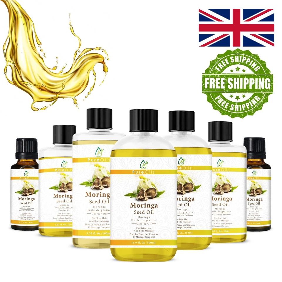 PUREOILS 100% Pure Organic Moringa Seed Oil Hair, Skin, Body Massage Aromatherapy UK FAST
