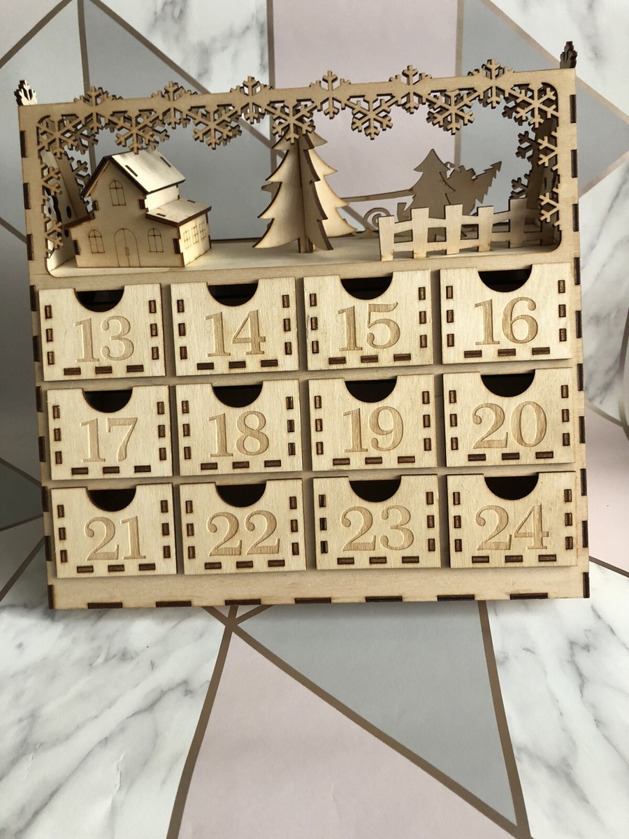 Handmade Make Your Own Wooden Tree Advent Calendar Craft Kit Model Decorate  Blan | eBay