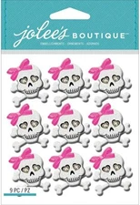 JOLEE'S BOUTIQUE - SKULLS WITH BOWS REPEAT - DIMENSIONAL STICKERS