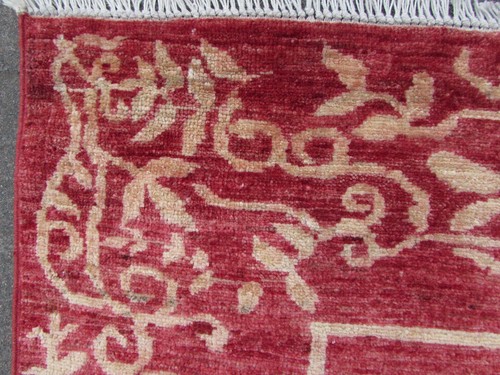 Traditional Hand Made Afghan Contemporary Gabbeh Wool Red Gold Rug 183x119cm - Picture 5 of 12