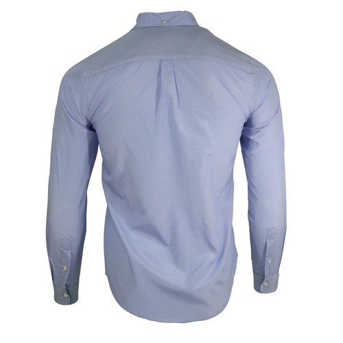 Herren EU Marke blau winzig Streifen Langarm Button Down Freizeithemd C11 - Bild 3 von 4