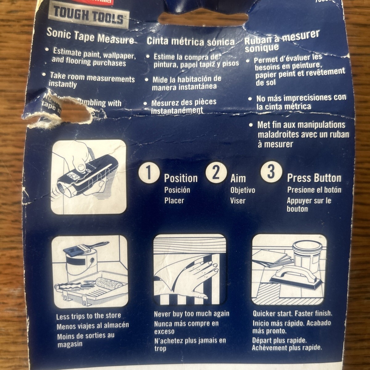 RUBBERMAID TOUGH TOOLS SONIC TAPE MEASURE DISTANCE SQUARE