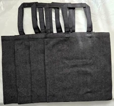 Heavy Duty Shopping Canvas Tote 4-Bags 15" x 15.5" Charcoal