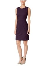 New Calvin Klein Women’s Sleeveless Faux Suede Panel Ponte Dress Purple Size: 6
