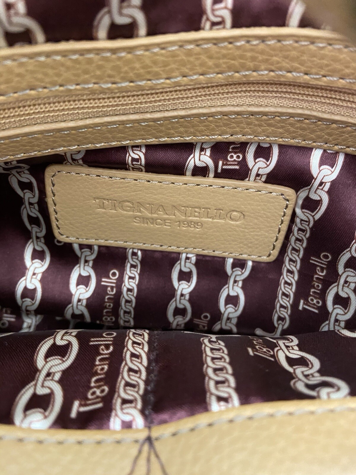 Tignanello Soft Pebbled Leather Small Satchel Handbag Purse Tote 2 Handles image 9