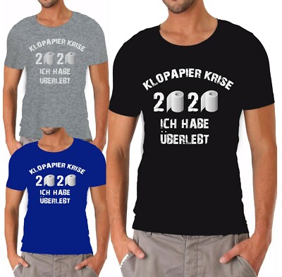 KLOPAPIER KRISE 2020 ÜBERLEBT VIRUS FUNSHIRT SPRÜCHESHIRT HERREN MOTIV T-SHIRT 