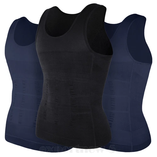 Herren 3er-Pack Schlank Body Shaper Haltung Korrektur Weste Bauch Kompression Tops USA - Bild 22 von 56