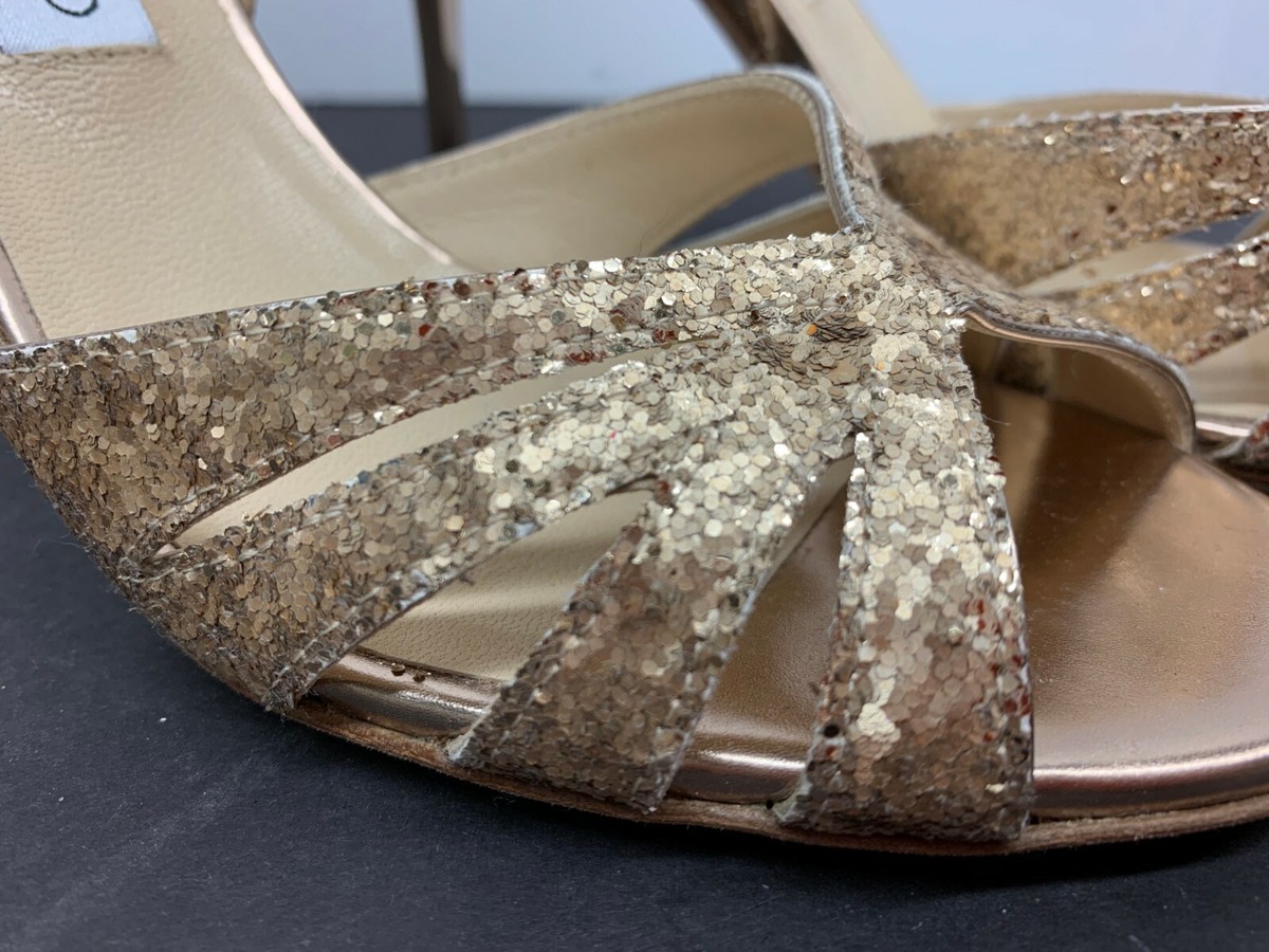 New sz 40 Jimmy Choo Straits Gold Leather Open Toe Sandal