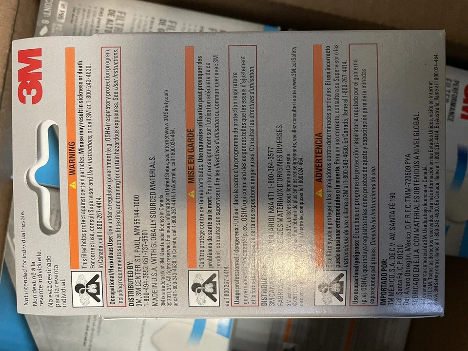 3M  PARTICULATE FILTER N95 3PAIRS 6 FILTER  PerBox BRAND NEW 12 Boxes 72 Filters - Image 3 of 3