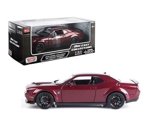 1/24 MotorMax 2018 Dodge Challenger SRT Hellcat Widebody pressofuso bordeaux 79350 - Foto 1 di 2