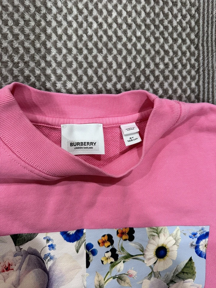 Burberry Kids Pink Floral Print Cotton Long Sleeve Sweatshirt  - Image 4 of 4