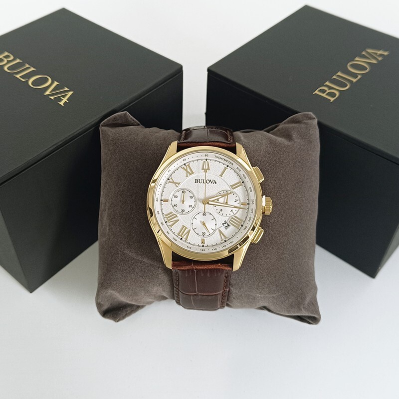 Bulova Classic Men Wilton White Dial Brown Leather 97B169