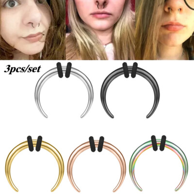 OX Horn Stainless Steel Nose Ring Horseshoe Septum Piercing Ear Piercing  Jewelry