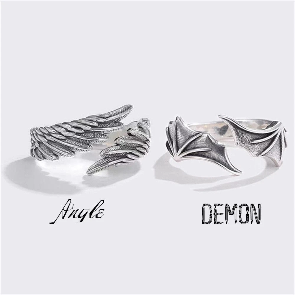 Punk Open Ring Romantic Gothic Adjustable Angel Demon Wing Hip Hop